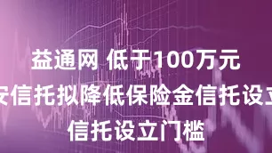 益通网 低于100万元！平安信托拟降低保险金信托设立门槛